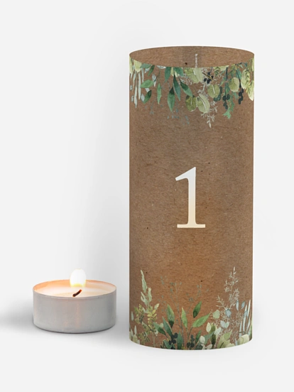 Tischnummer Rustic Green Magic