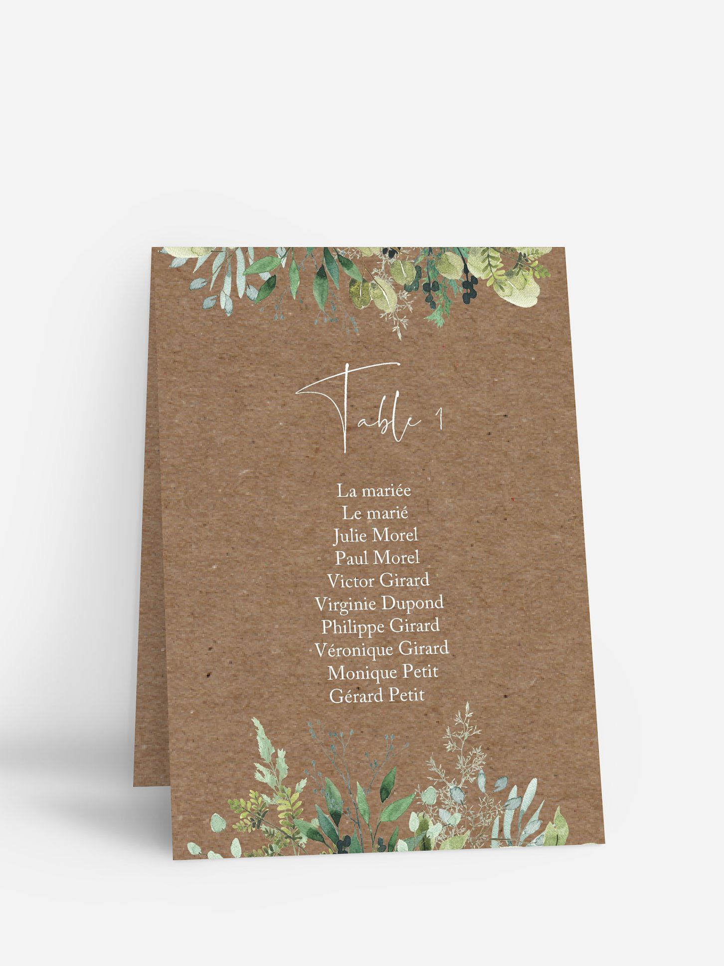 Nom de table mariage Green magic effet kraft