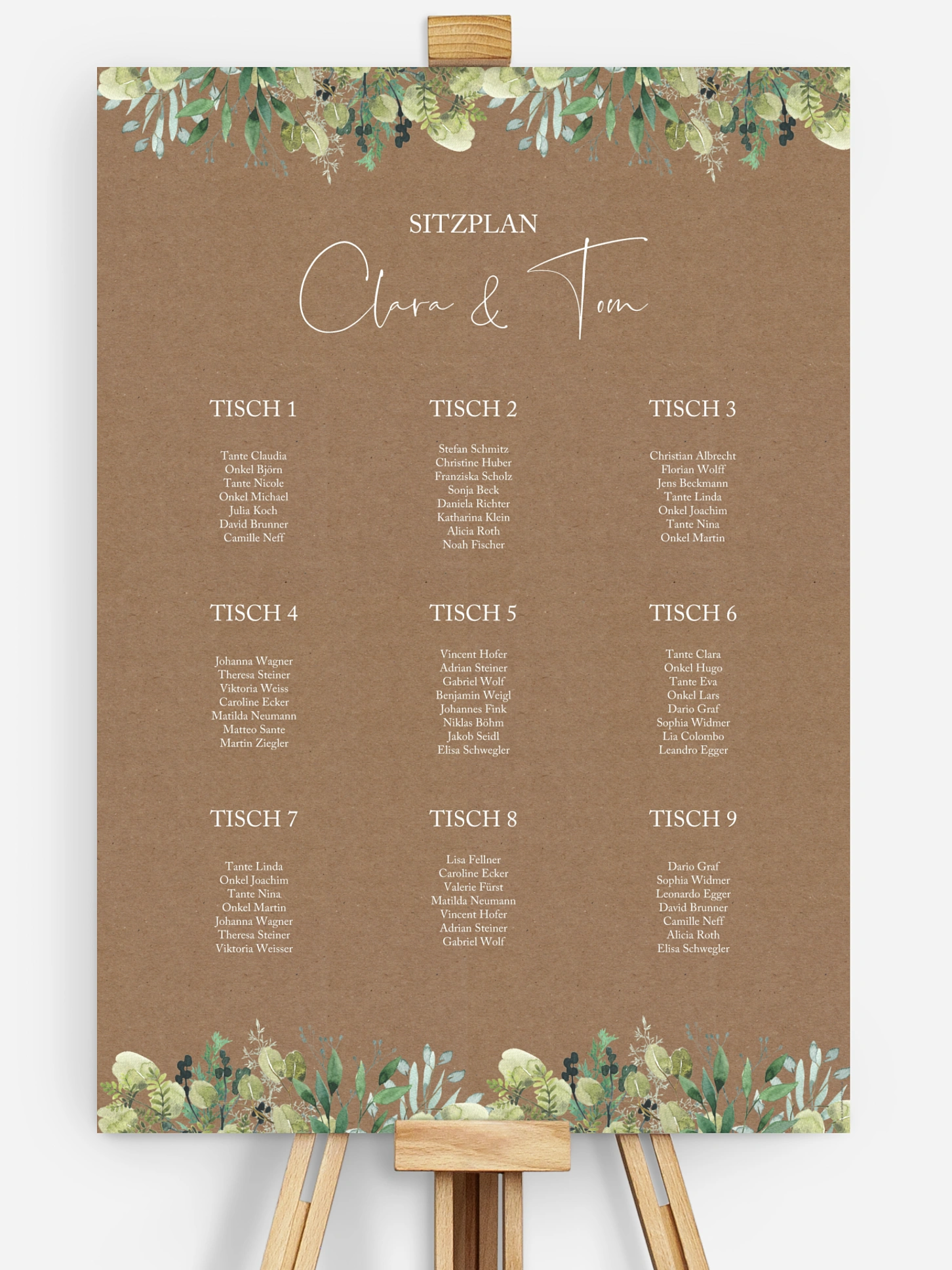Sitzplan Plakat Rustic Green Magic