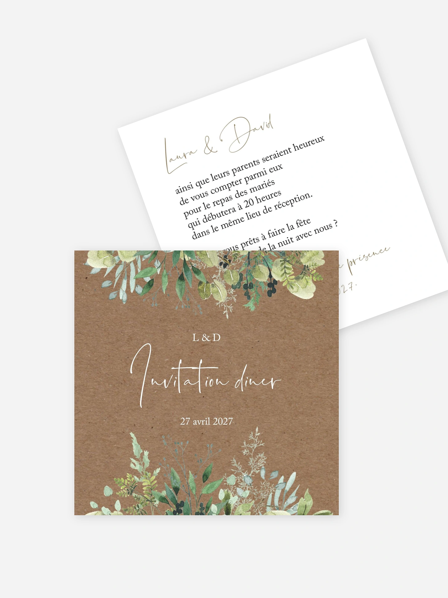 Carton d'invitation Green magic effet kraft