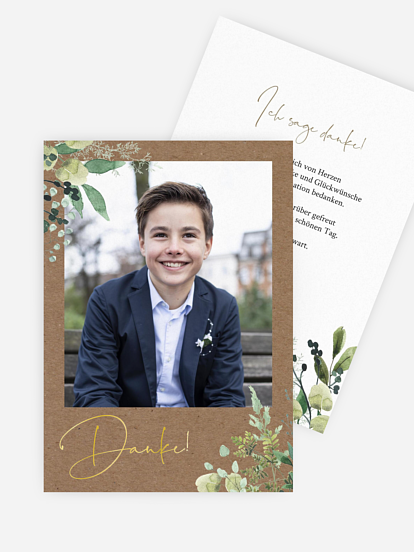 Danksagung Konfirmation Rustic Green Magic