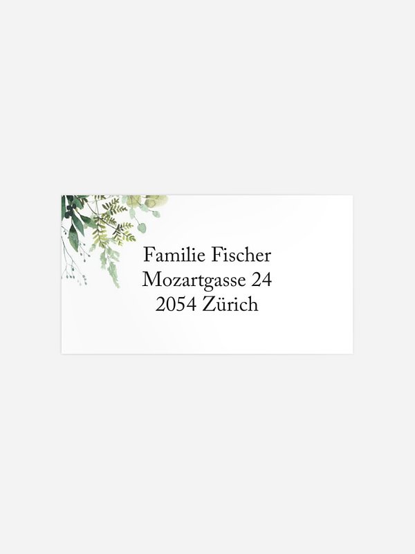 Empfängeraufkleber Konfirmation und Kommunion Rustic Green Magic