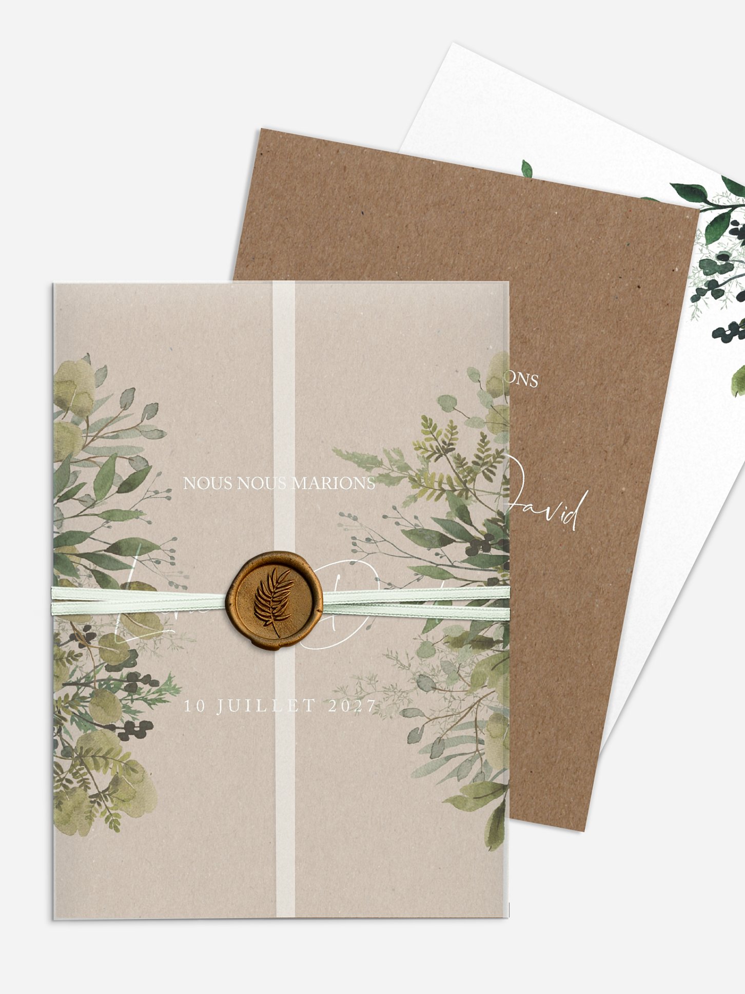 Faire-part de mariage Green magic effet kraft