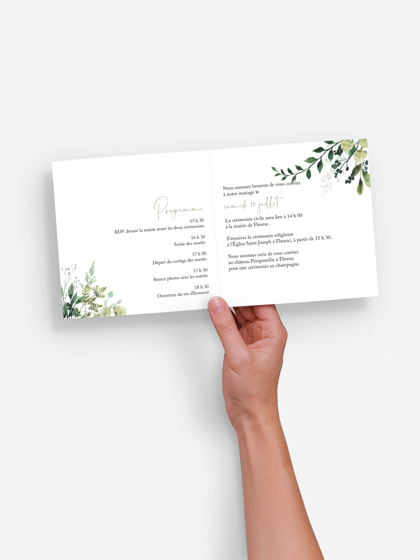 Faire-part de mariage Green magic effet kraft