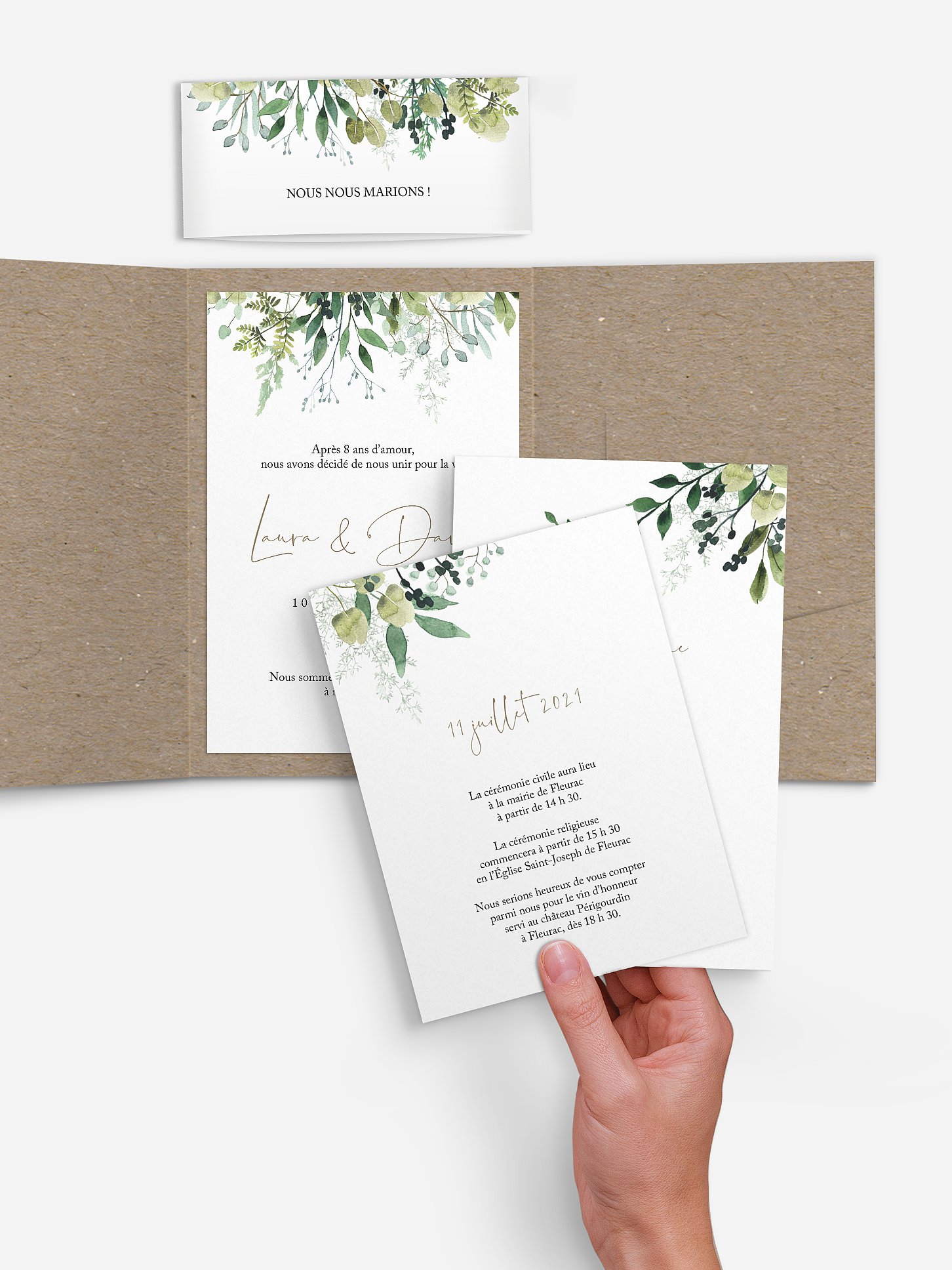 Faire-part de mariage Green magic effet kraft