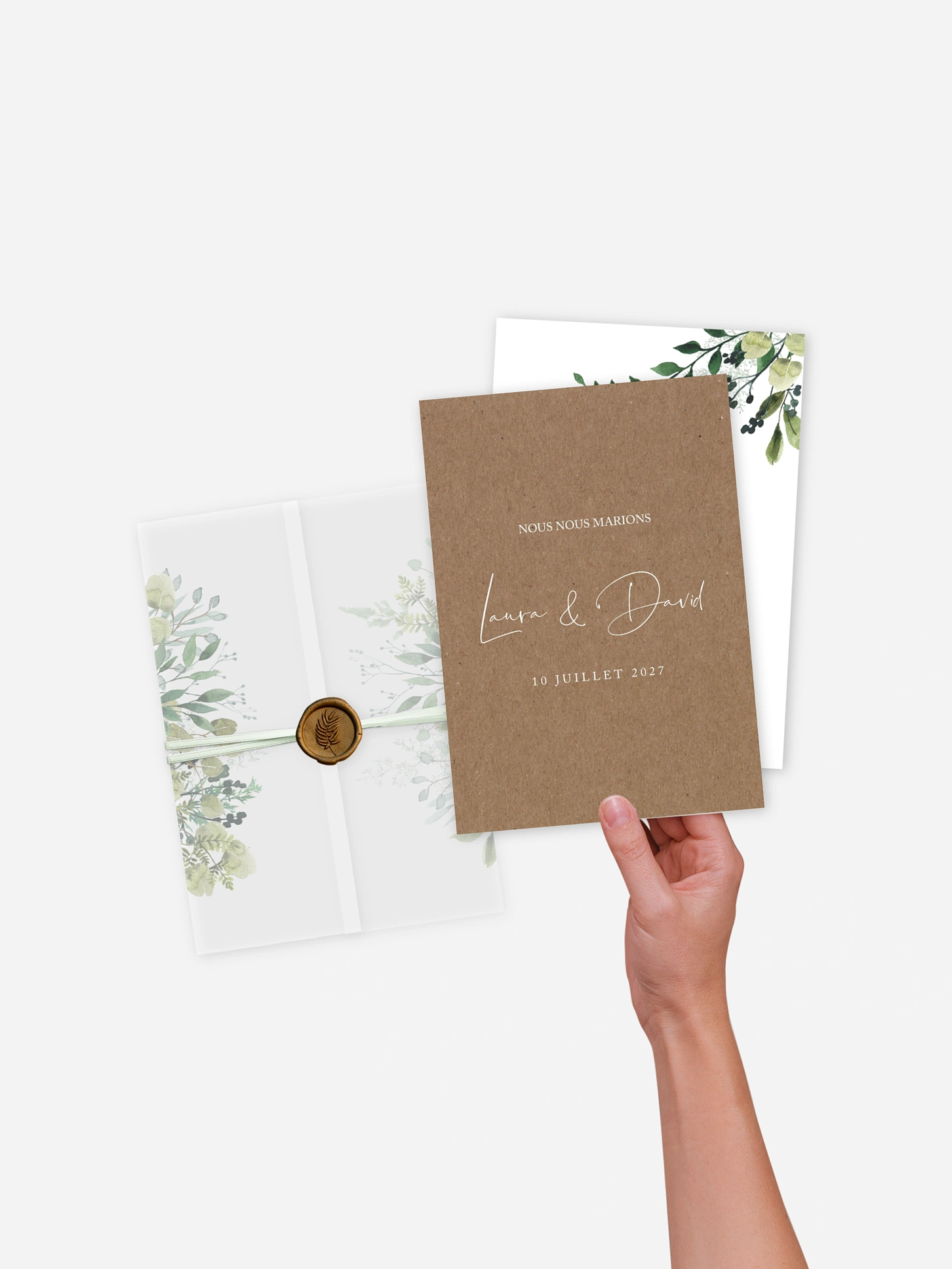 Faire-part de mariage Green magic effet kraft