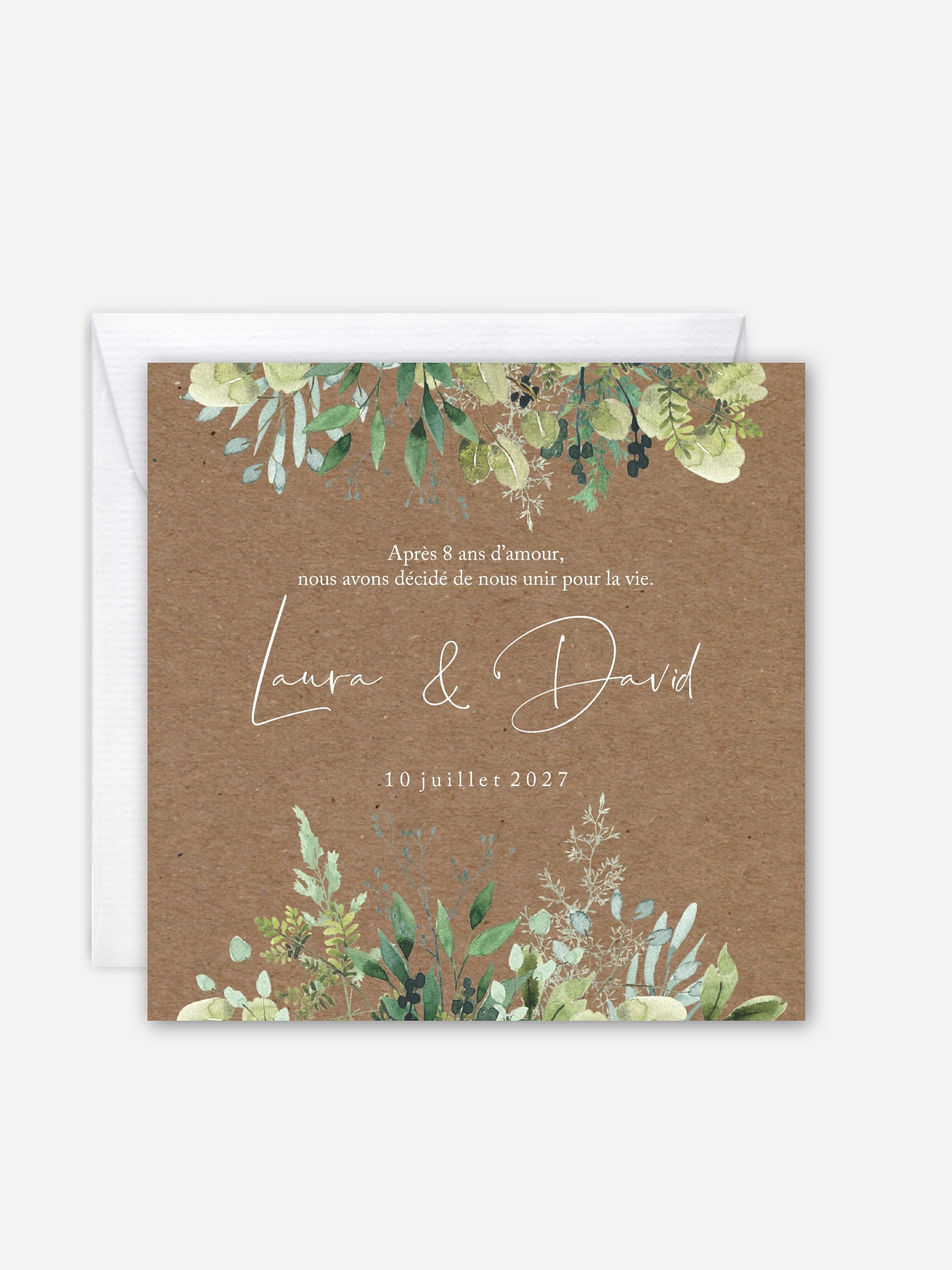 Faire-part de mariage Green magic effet kraft