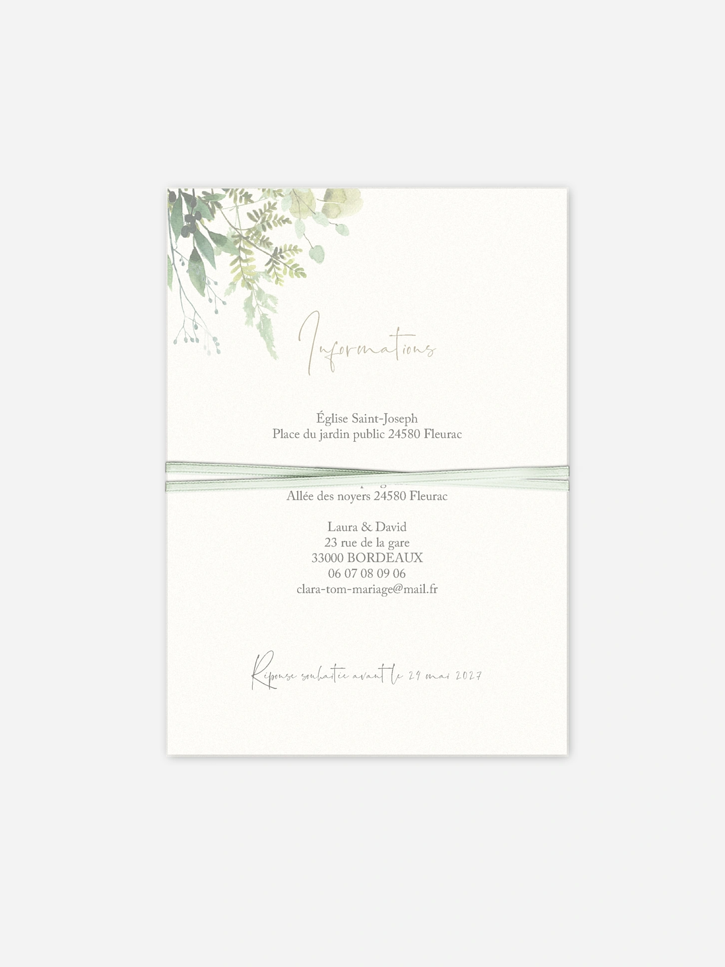Faire-part de mariage Green magic effet kraft
