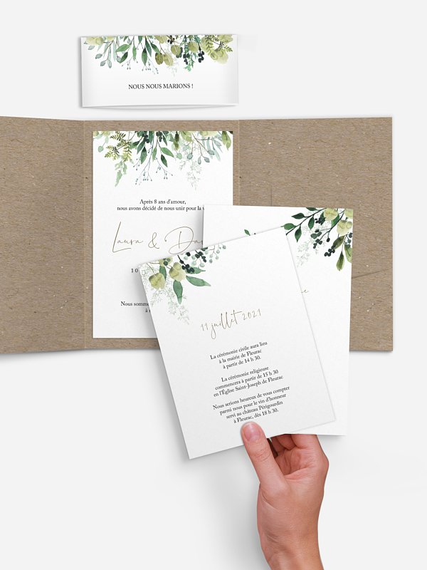 Faire-part de mariage Green magic effet kraft