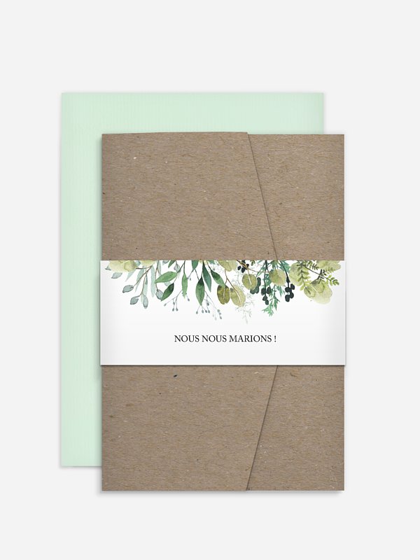 Faire-part de mariage Green magic effet kraft