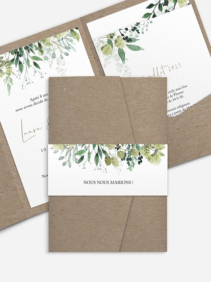 Faire-part de mariage Green magic effet kraft