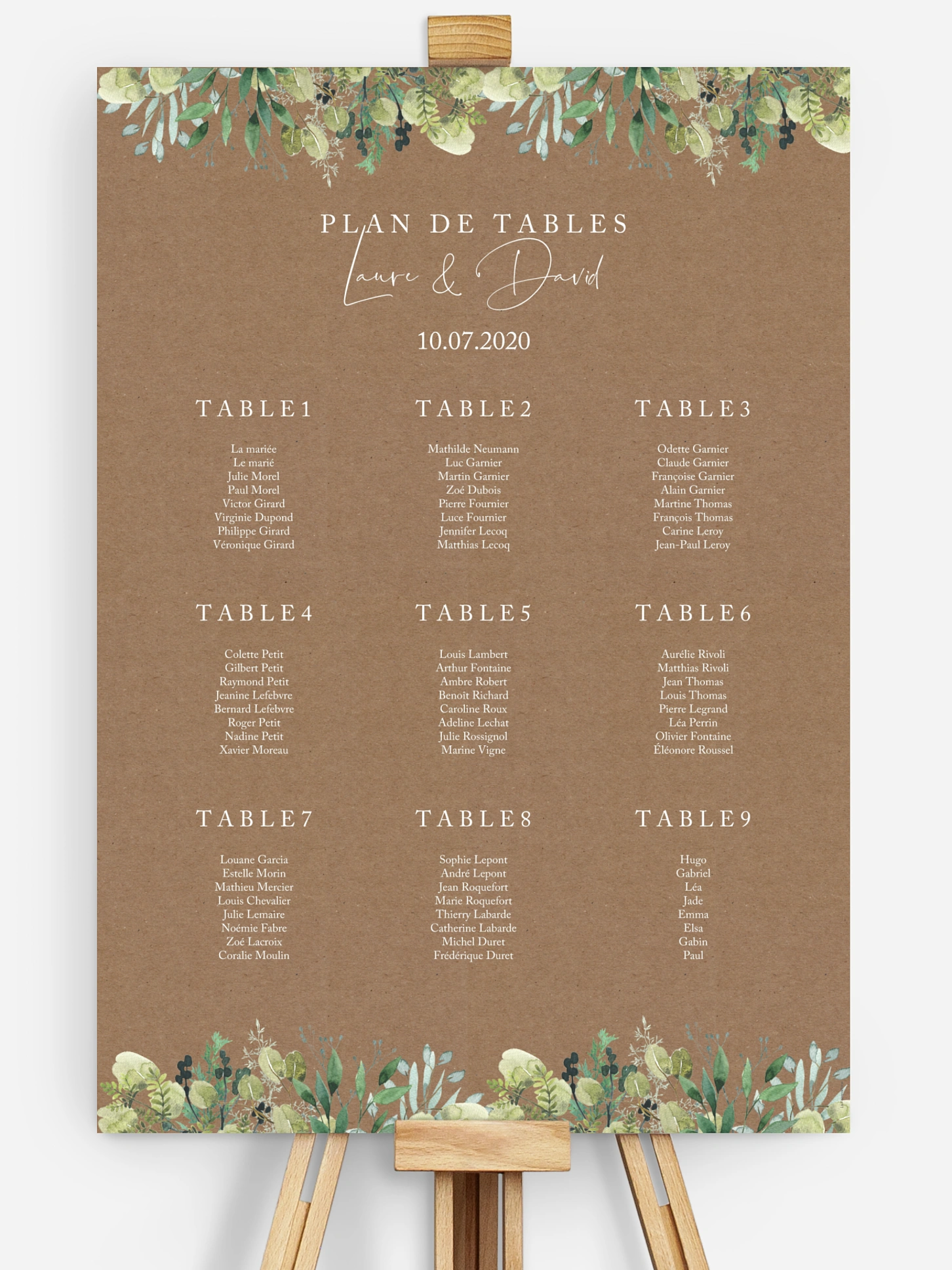 Plan de tables Green magic effet kraft