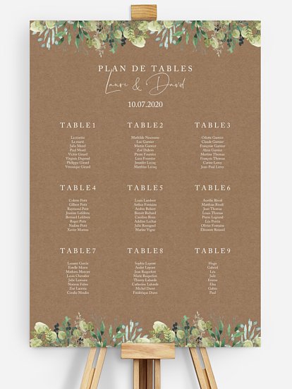 Plan de tables Green magic effet kraft