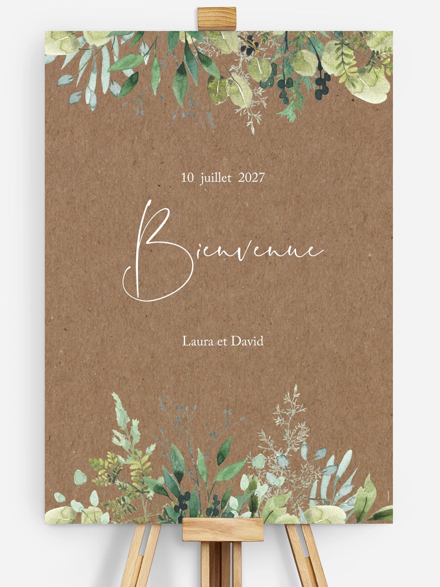 Poster bienvenue mariage Green magic effet kraft