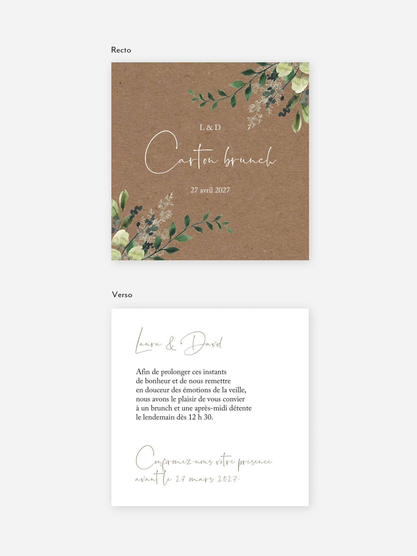 Carte brunch Green magic effet kraft