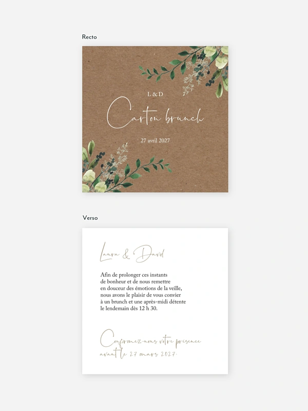 Carte brunch Green magic effet kraft