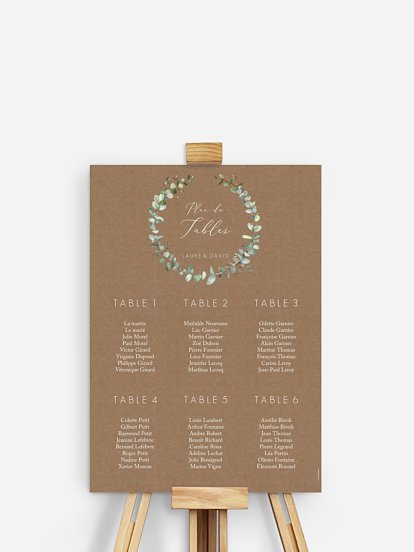 Plan de tables Green minimal effet kraft