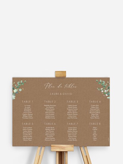 Plan de tables Green minimal effet kraft