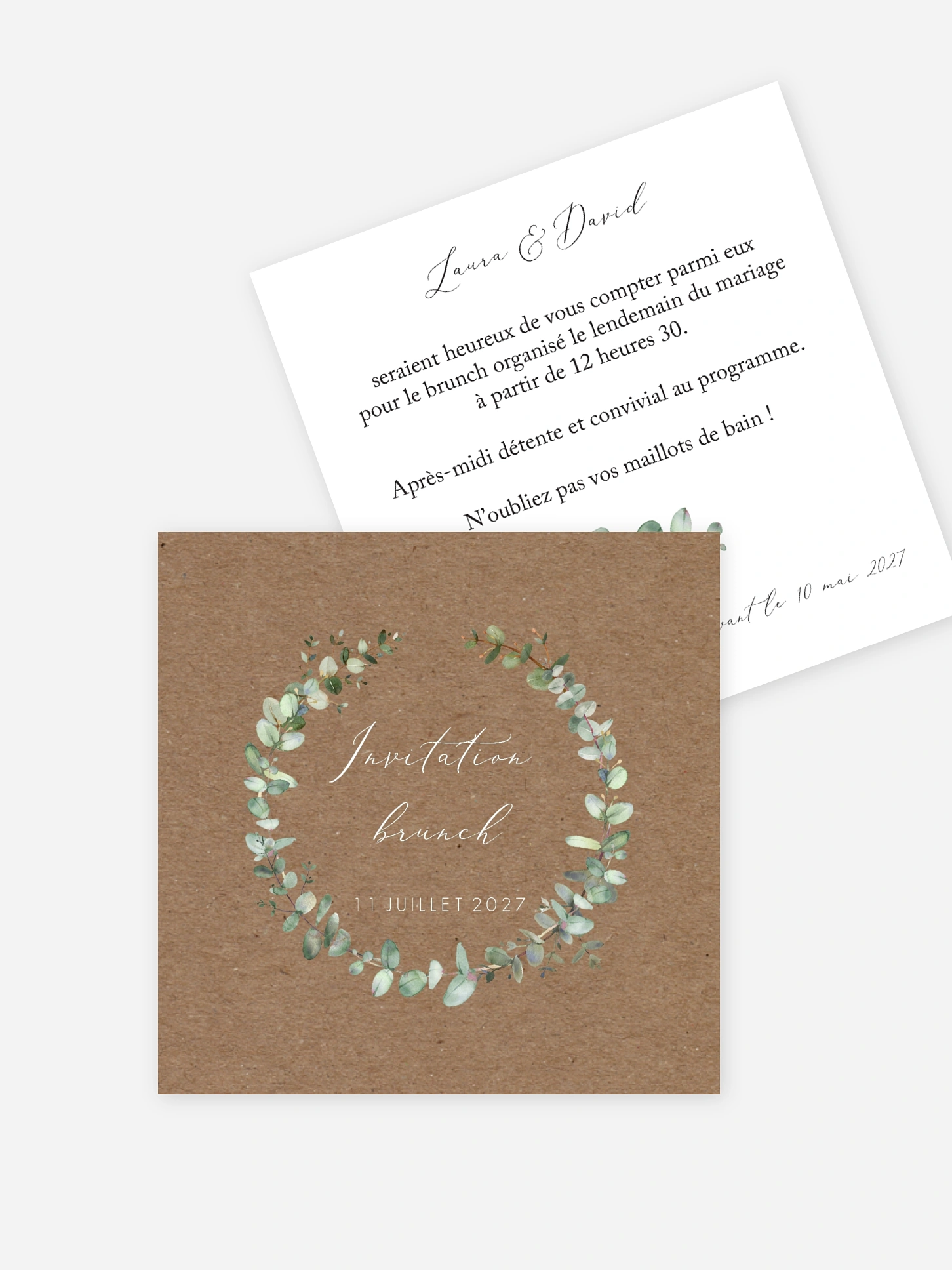 Carte brunch Green minimal effet kraft