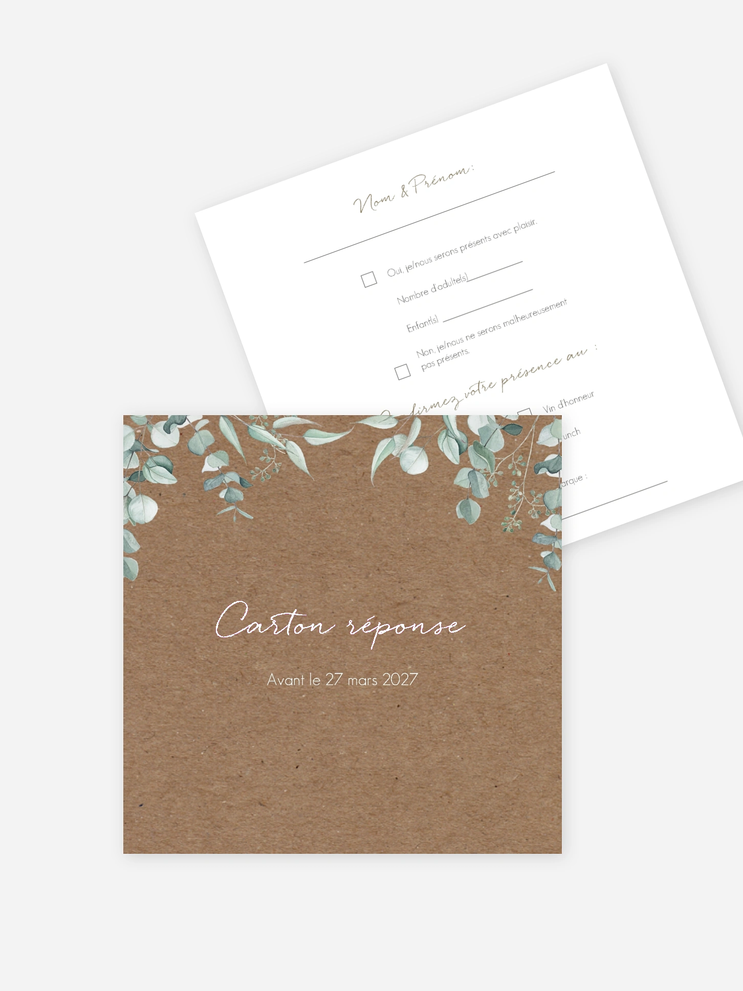 Carton réponse Soft greenery effet kraft