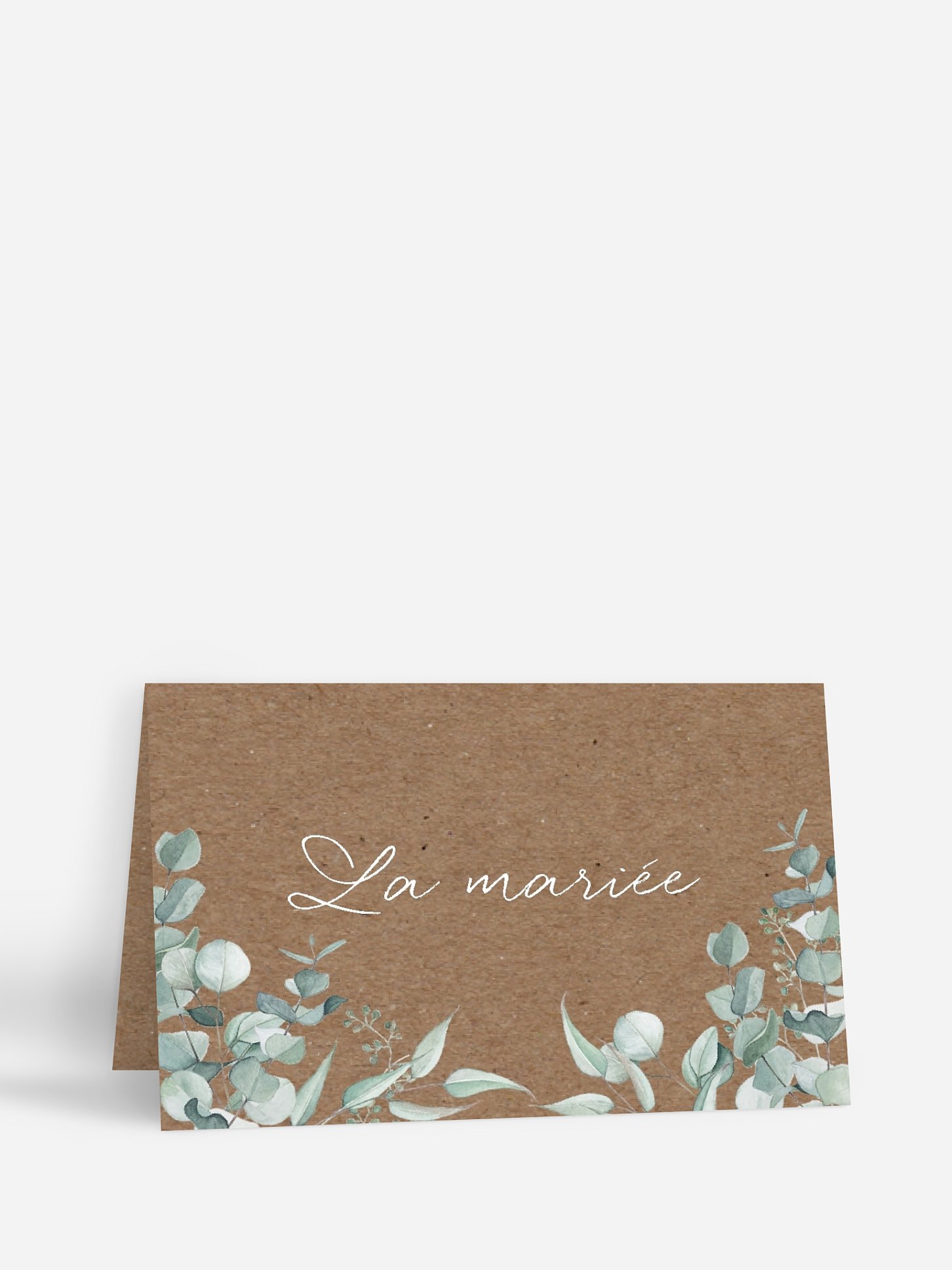 Marque-place mariage Soft greenery effet kraft