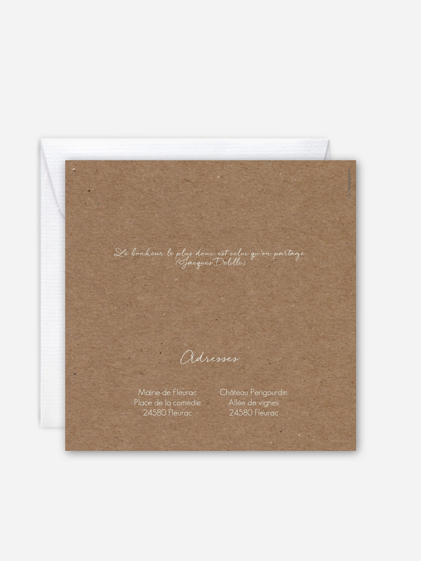 Faire-part de mariage Soft greenery effet kraft