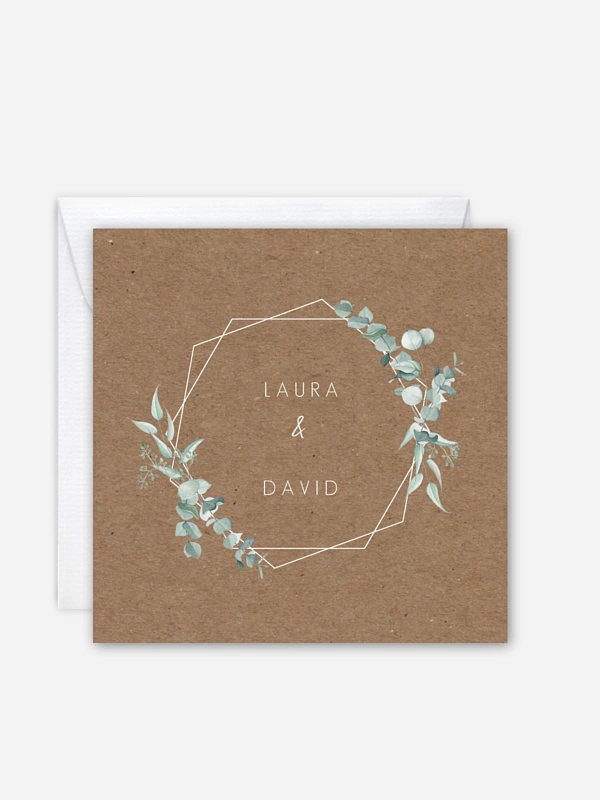 Faire-part de mariage Soft greenery effet kraft