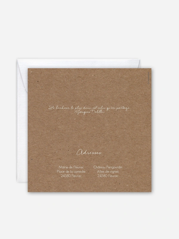 Faire-part de mariage Soft greenery effet kraft