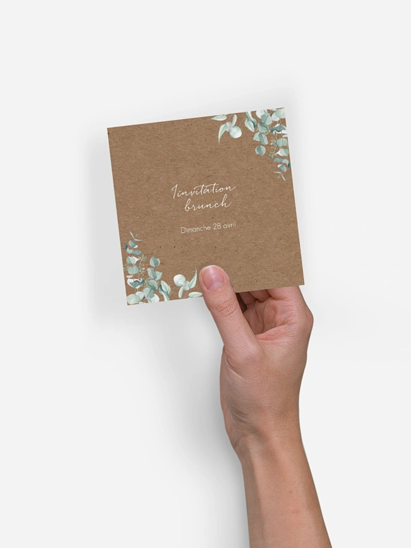 Carte brunch Soft greenery effet kraft