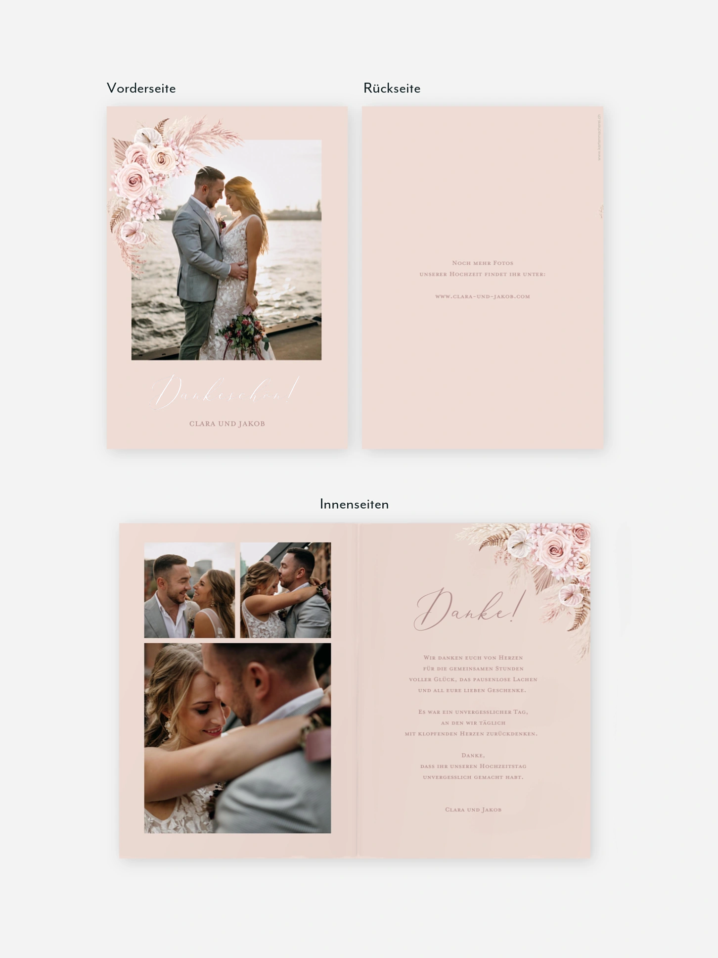 Dankeskarte Hochzeit Bloomy Love