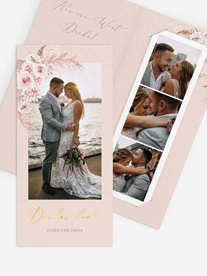 Dankeskarte Hochzeit Bloomy Love
