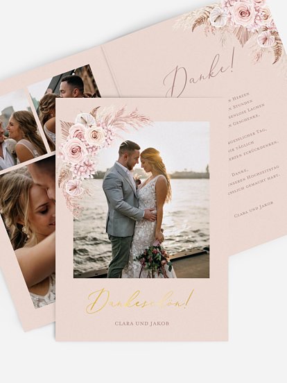 Dankeskarte Hochzeit Bloomy Love