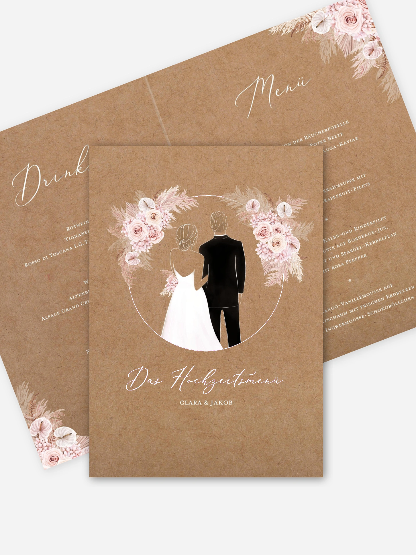 Menükarte Hochzeit Bloomy Love