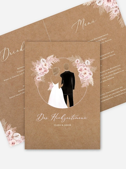Menükarte Hochzeit Bloomy Love