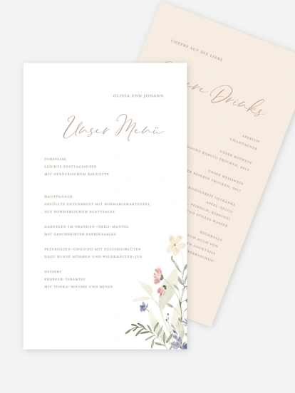 Menükarte Hochzeit Wildflower Dance