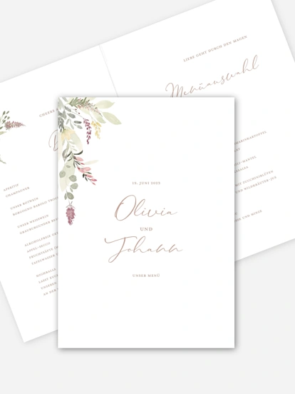 Menükarte Hochzeit Wildflower Dance