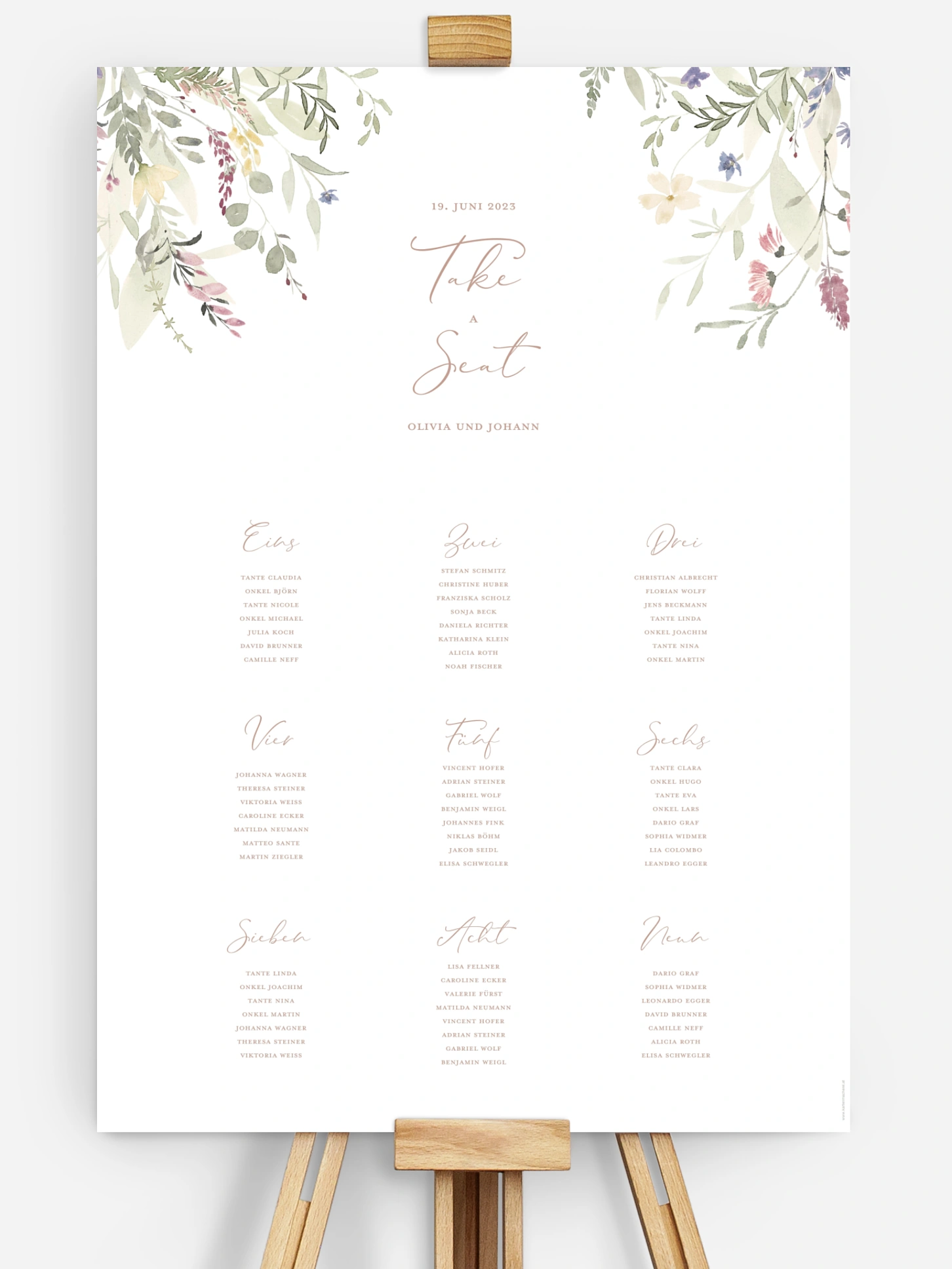 Sitzplan Plakat Wildflower Dance