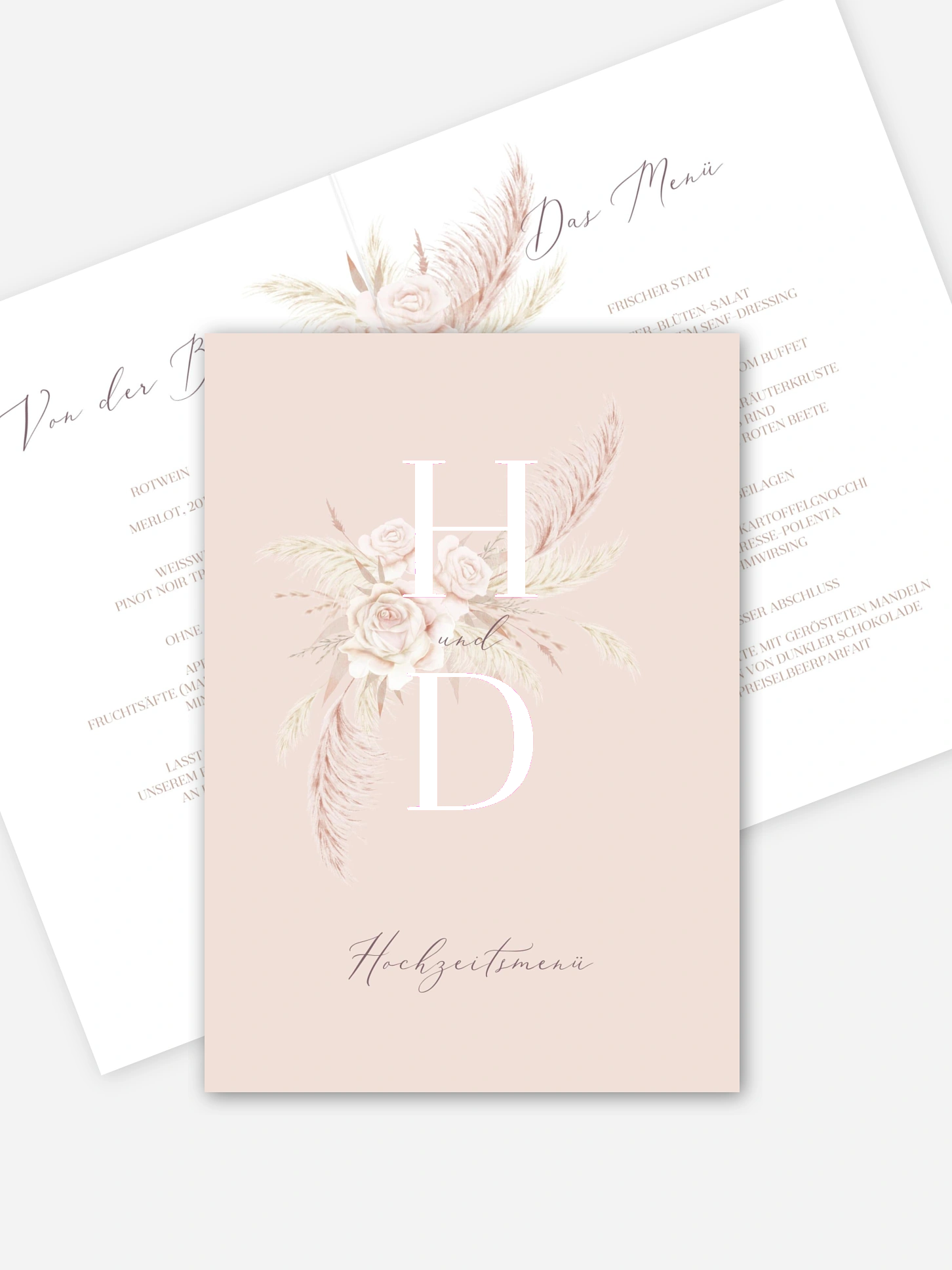 Menükarte Hochzeit Tiny Blushes