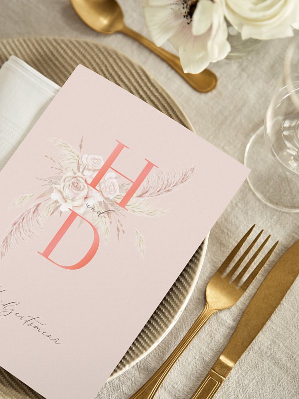 Menükarte Hochzeit Tiny Blushes