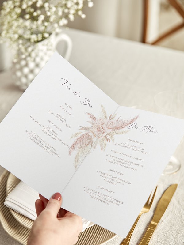 Menükarte Hochzeit Tiny Blushes