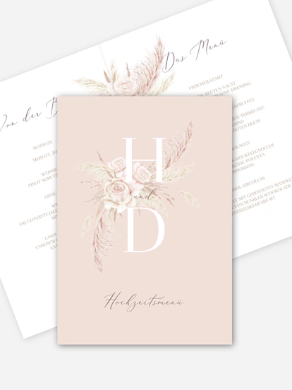 Menükarte Hochzeit Tiny Blushes