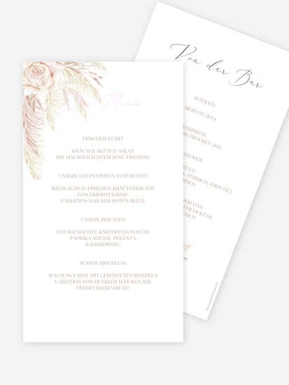 Menükarte Hochzeit Tiny Blushes