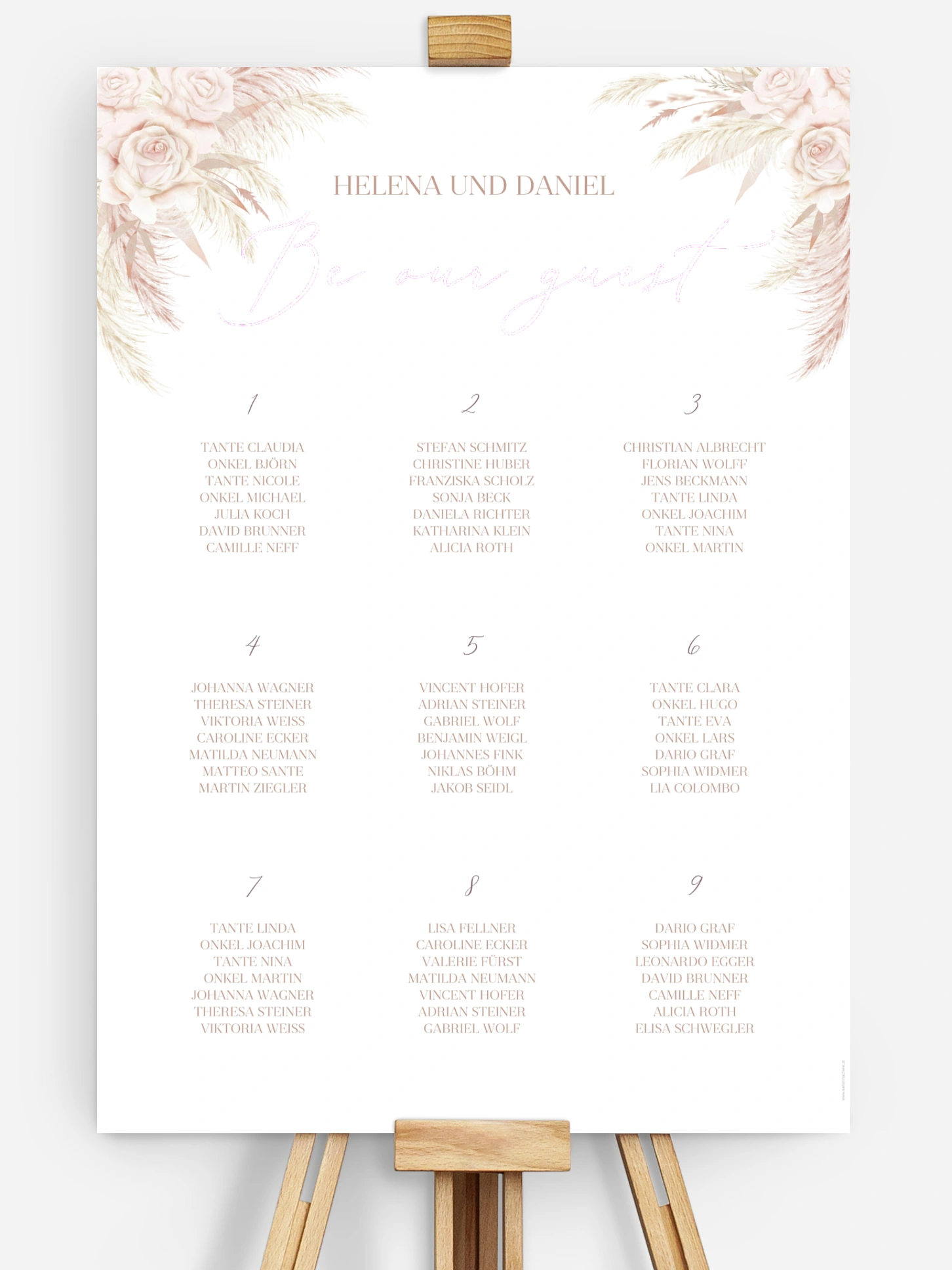 Sitzplan Plakat Tiny Blushes