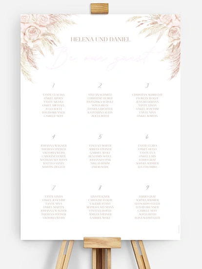 Sitzplan Plakat Tiny Blushes