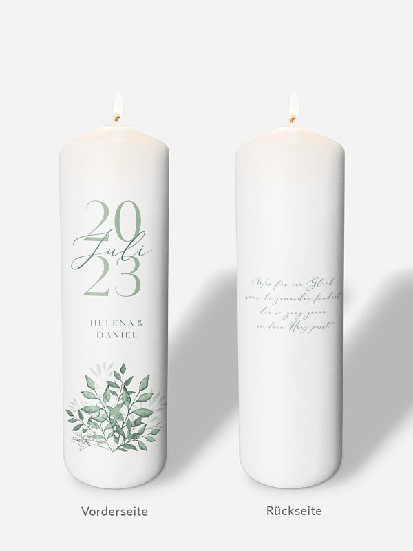 Hochzeitskerze Sage Leaves