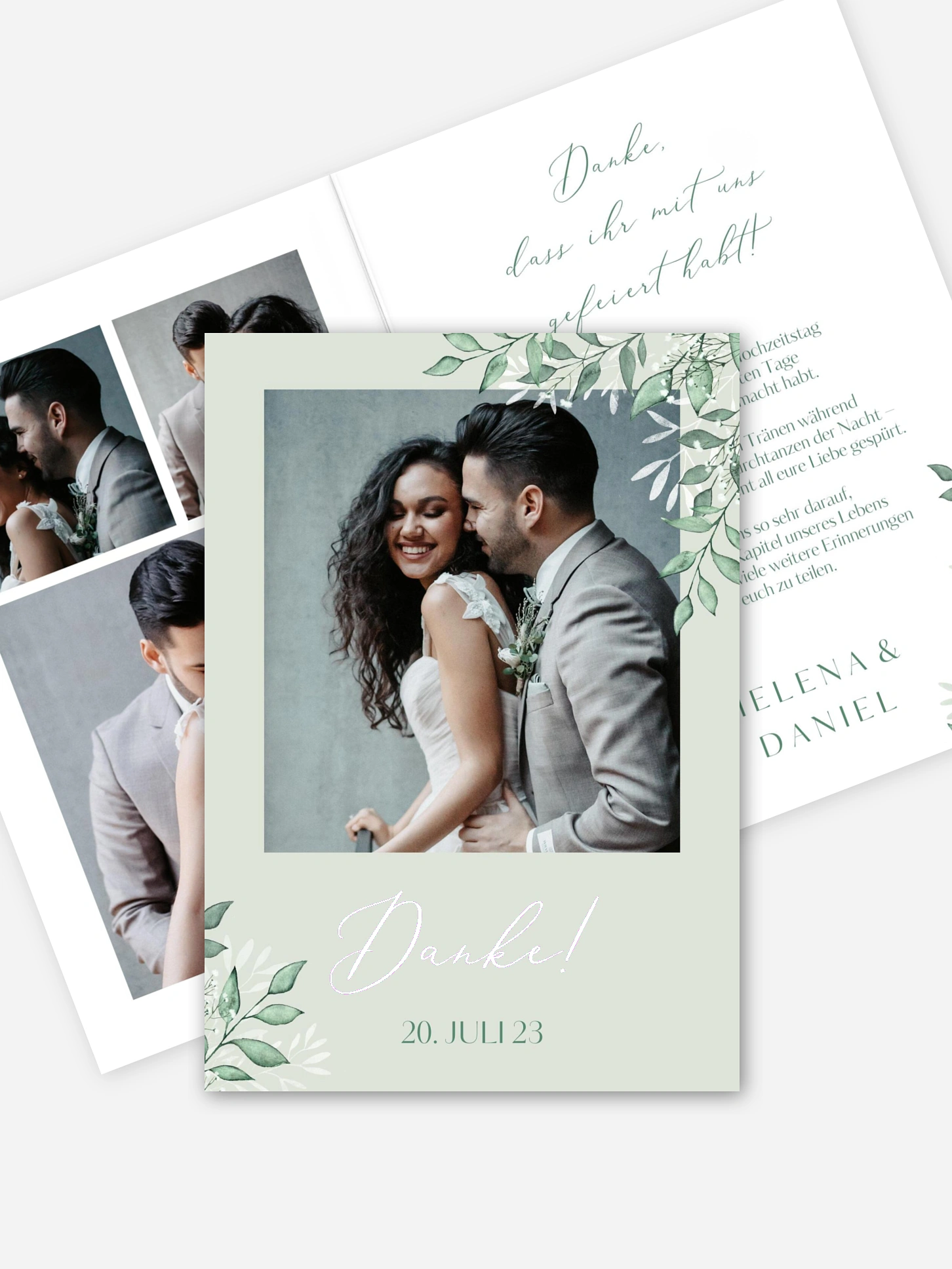 Dankeskarte Hochzeit Sage Leaves