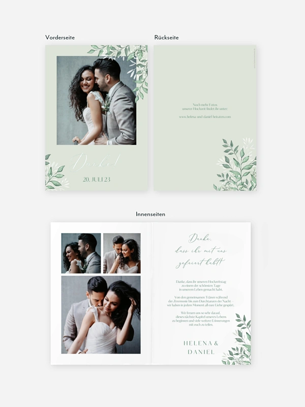 Dankeskarte Hochzeit Sage Leaves