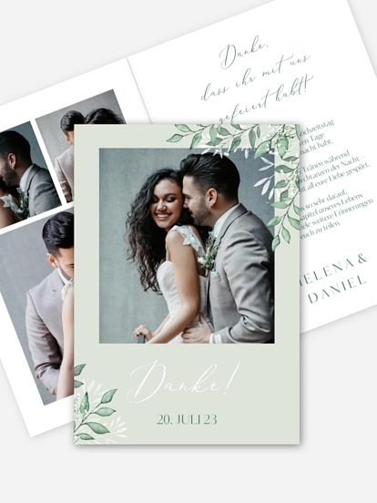 Dankeskarte Hochzeit Sage Leaves