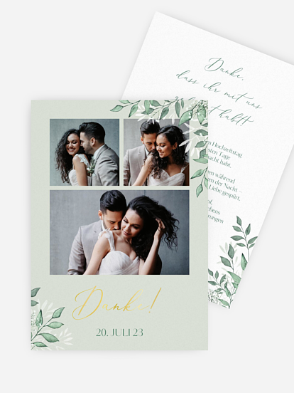 Dankeskarte Hochzeit Sage Leaves