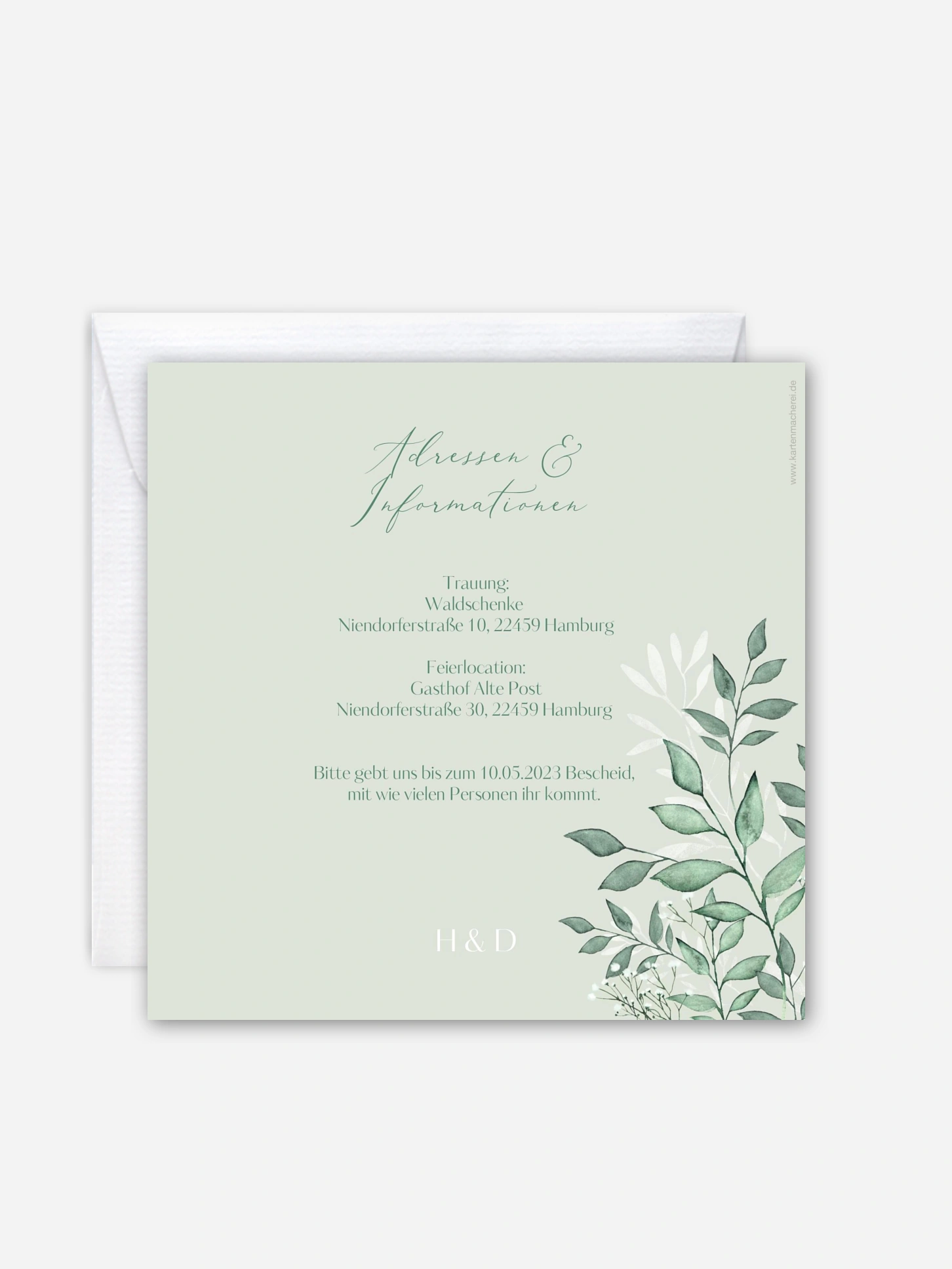 Hochzeitseinladung Sage Leaves
